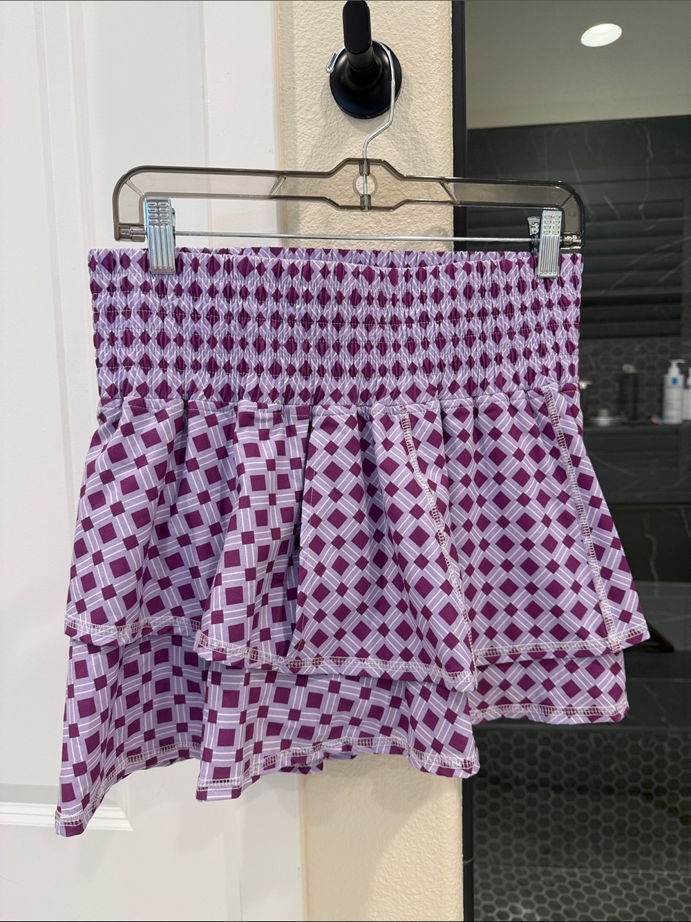 The Bubble Lifestyle Purple Geometric Ruffle Skirt